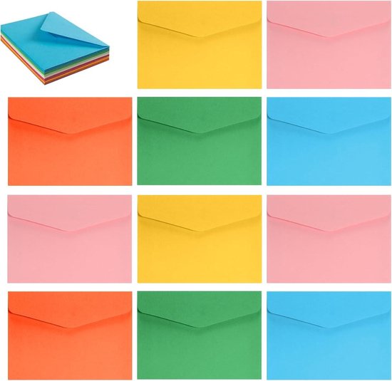 Enveloppes Colorées pour Argent et Cadeau | Mini Enveloppes 115 × 80 mm | Cartes de Vœux Mariage Invitation Professionnelle | 50 Pièces Colorées