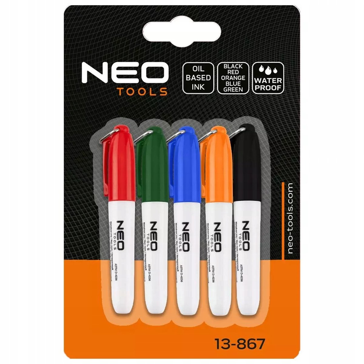 NEO TOOLS Mini Markers Set - 5 kleuren, permanent
