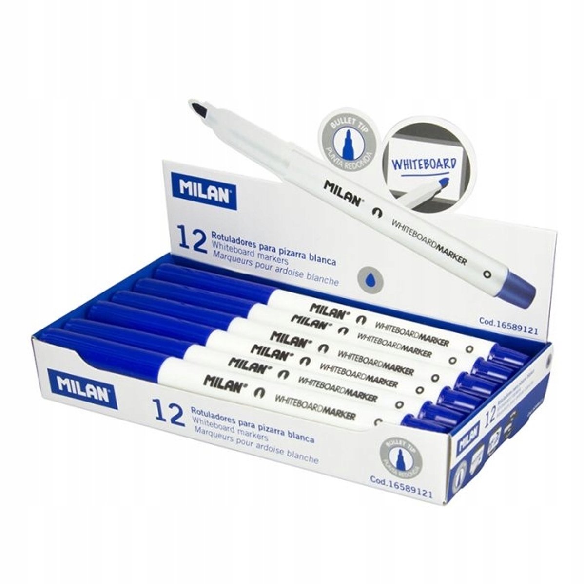 Milan Blauwe Dune Whiteboardmarker, 3,7 mm Ronde Punt