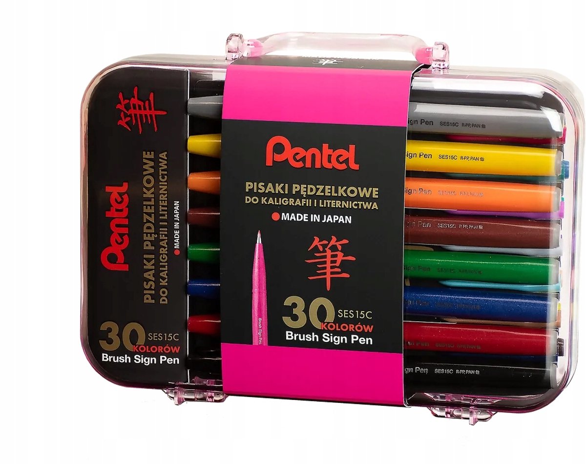 Pentel SES15 Brush Pen markerset, 30 kleuren, ideaal voor handvatbelettering