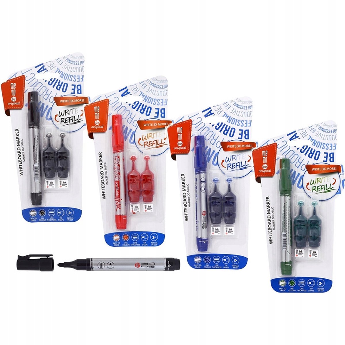 MemoBe MM010 Whiteboard Marker Groen + 2 Navullingen