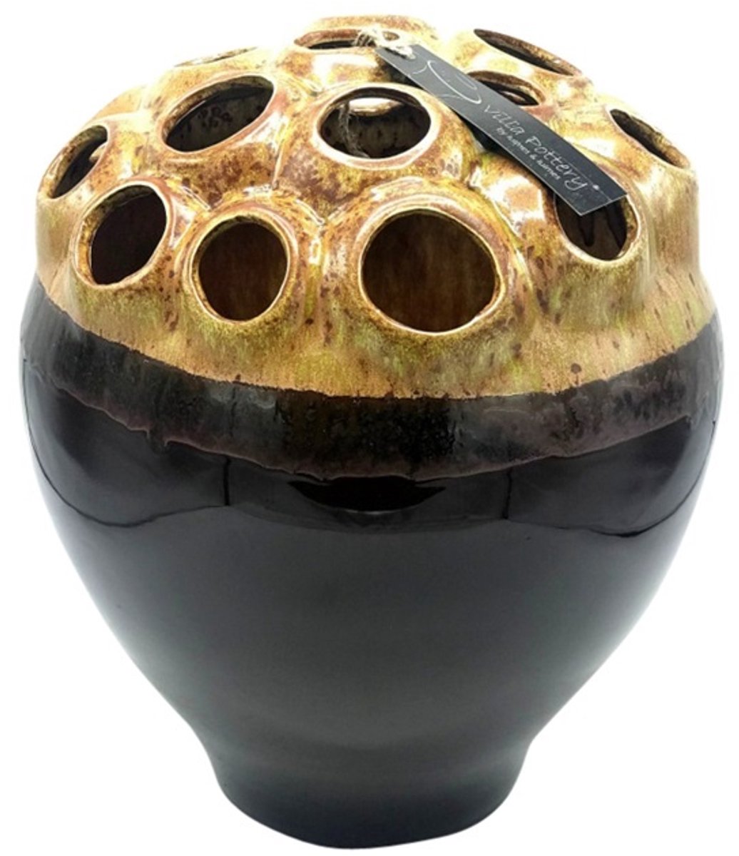 Villa Pottery Zwart bruine vaas Coral 34 x 34 x 15