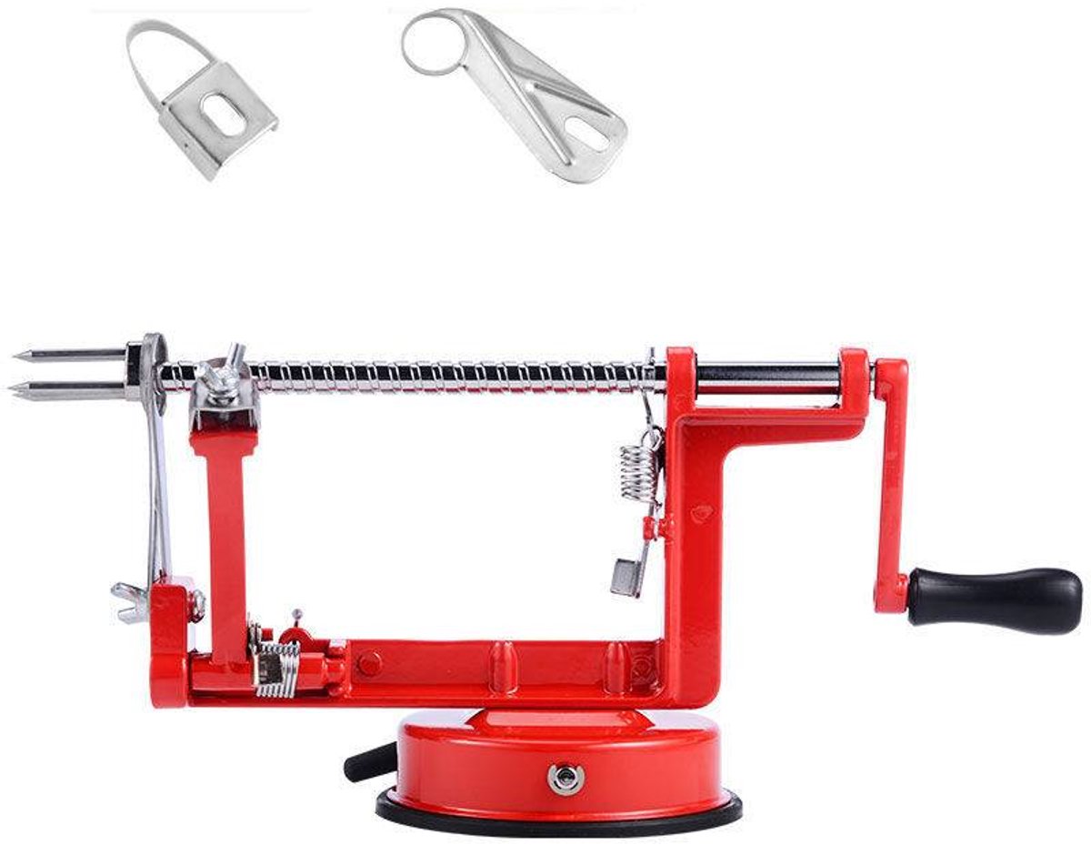 3-in-1 appelschiller- metalen appelschiller voor fruit en groenten- rood- bevat alle vervangende mesjes