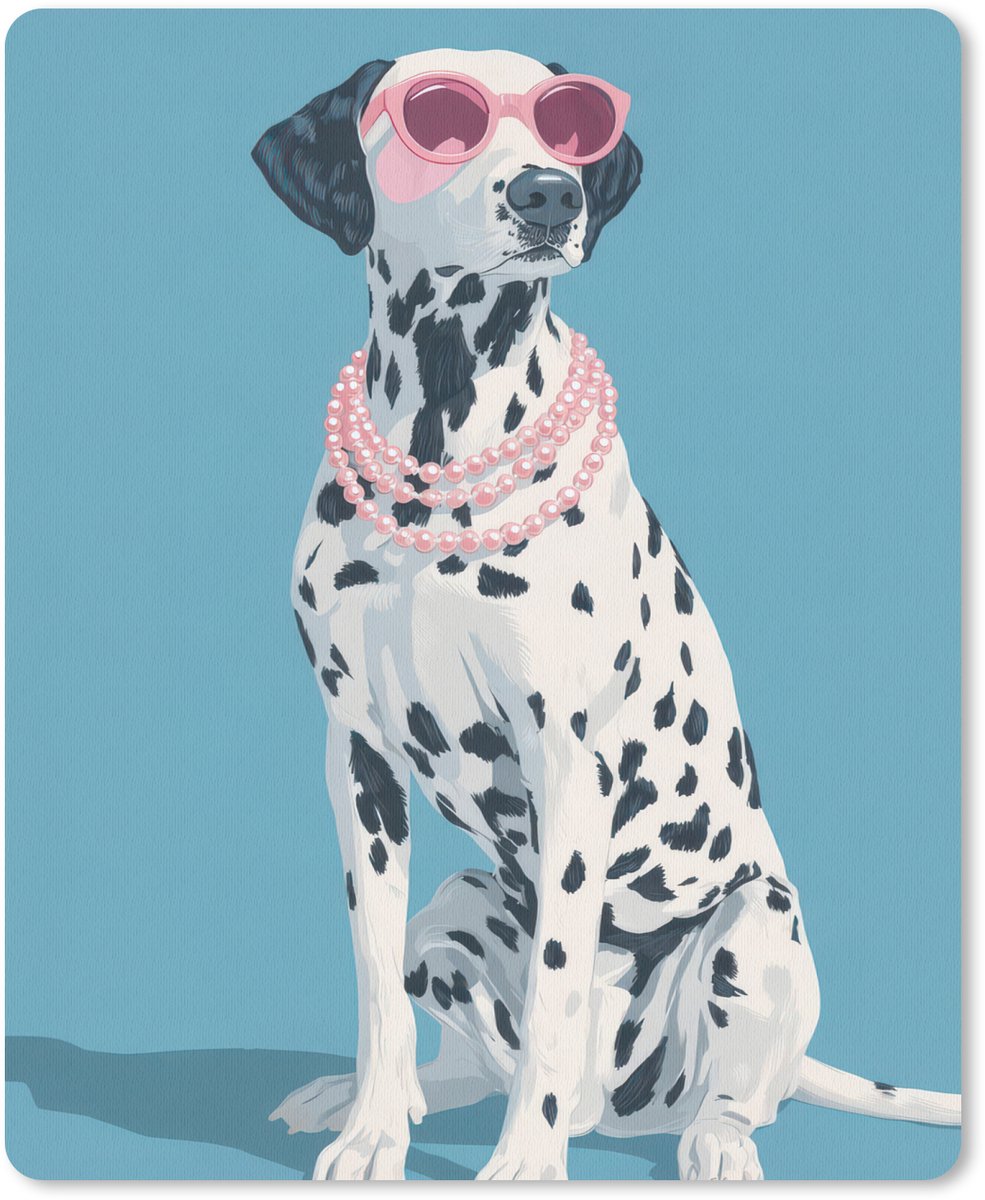 Muismat 19x23 cm - Mousepad Dalmatiër - Zonnebril - Blauw - Muismatten
