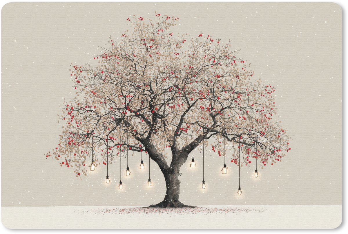 Muismat 27x18 cm - Mousepad Lichtboom - Winter - Kerst - Meerkleurig - Muismatten