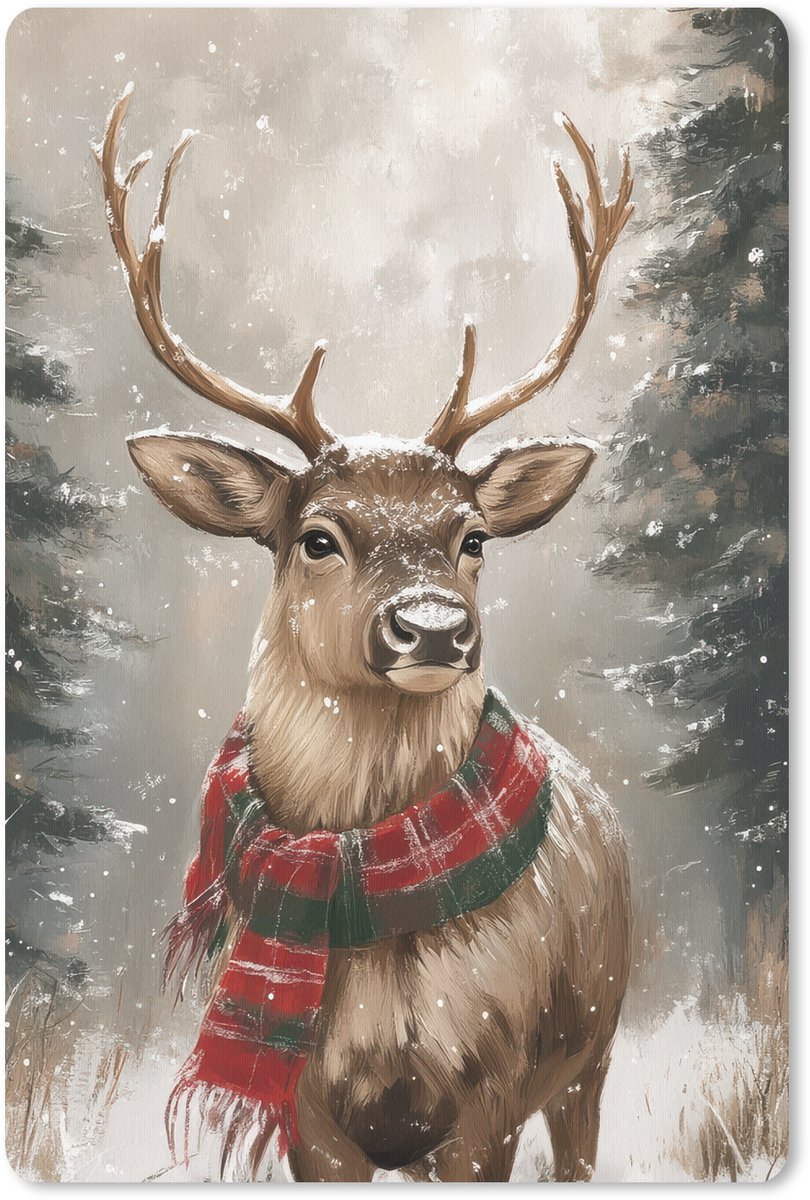 Muismat 18x27 cm - Mousepad Winter - Bos - Rendier - Donker - Muismatten