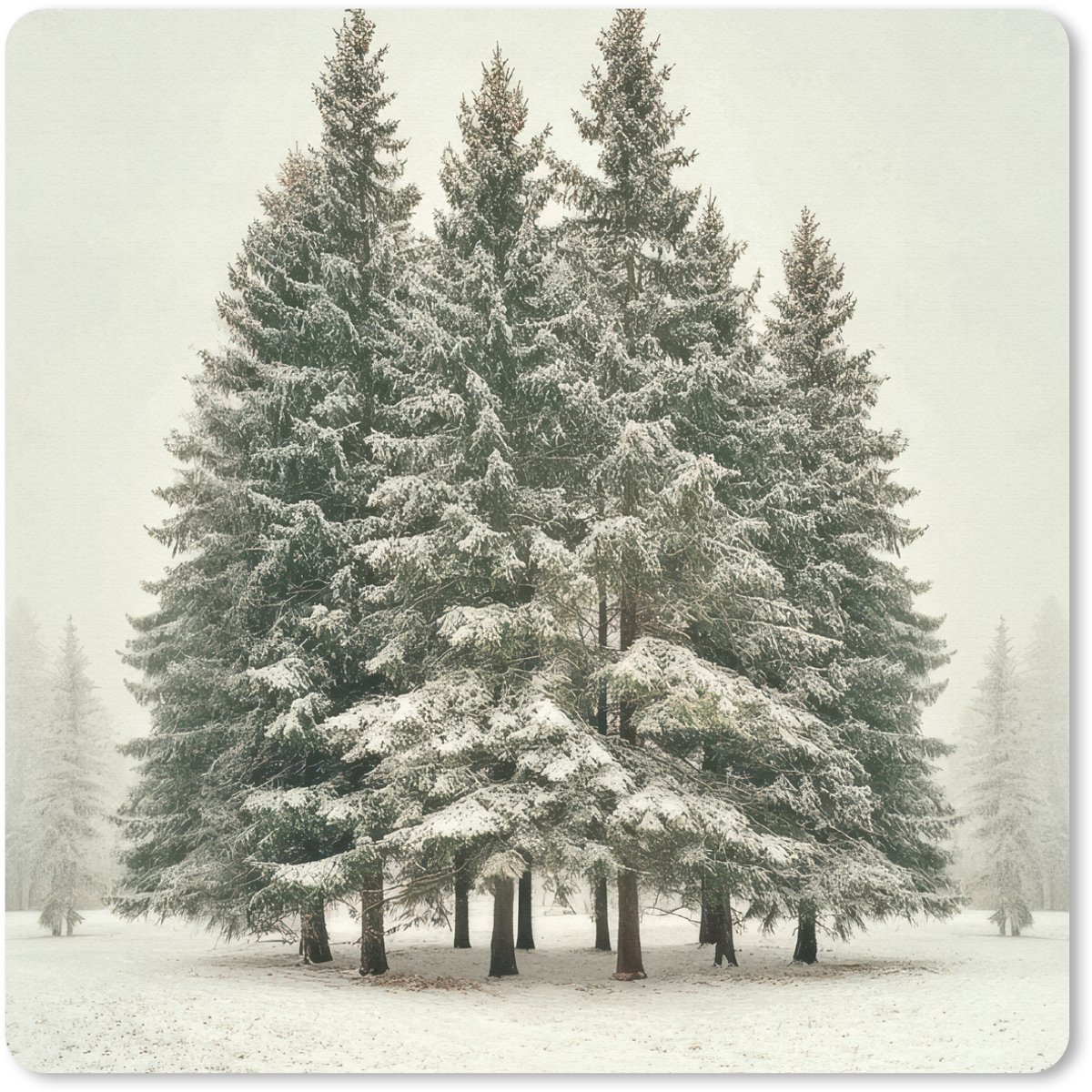 Muismat 30x30 cm - Mousepad Bomen - Sneeuw - Wit - Muismatten