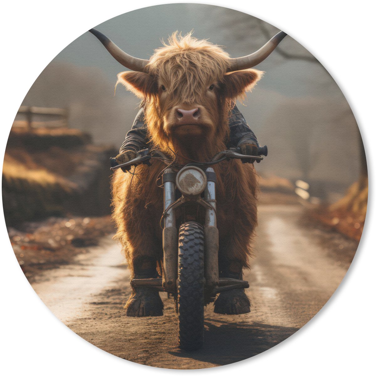 Muismat rond 20x20 cm - Mousepad Schotse hooglander - Sjaal - Bergen - Ronde muismatten
