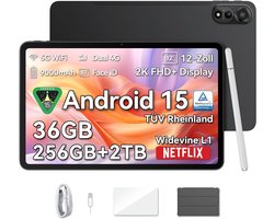 Blackview Tablet MEGA 2 Android 15 Tablet - 4G LTE+WiFi - 12 Inch - 36GB+256GB - Widevine L1 - 9000mAh - Grijs