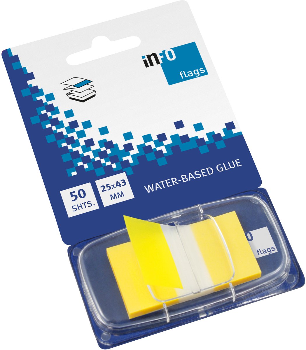 Info page markers - blister met 50 stuks - 25x43mm - geel - IN-7728-50