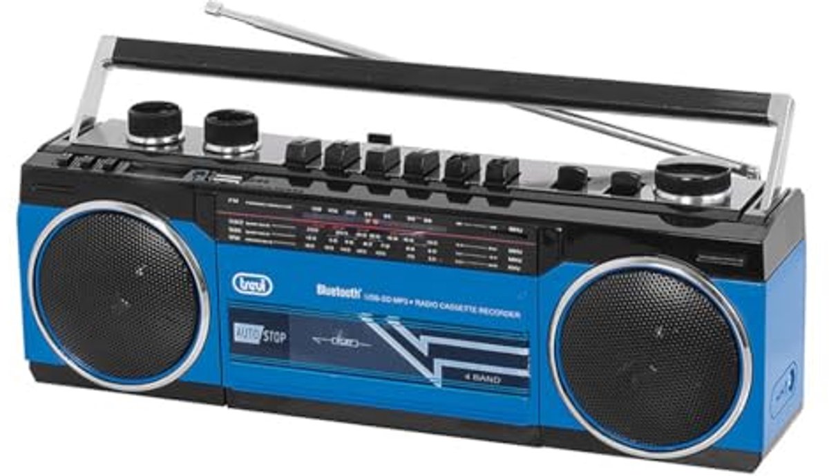 Draagbare Bluetooth Stereo Boombox met USB, SD en MP3 functionaliteit – Blauw