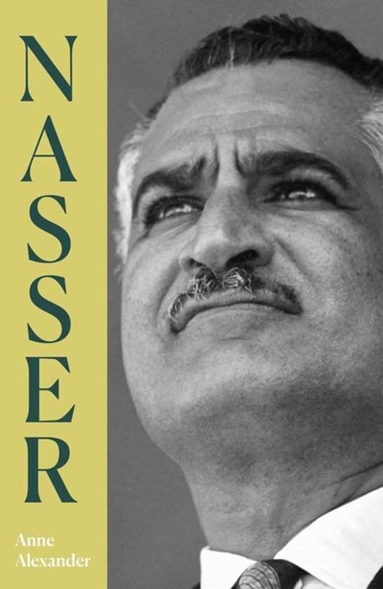 Couverture de livre avec un portrait de Nasser. Texte vertical : NASSER.