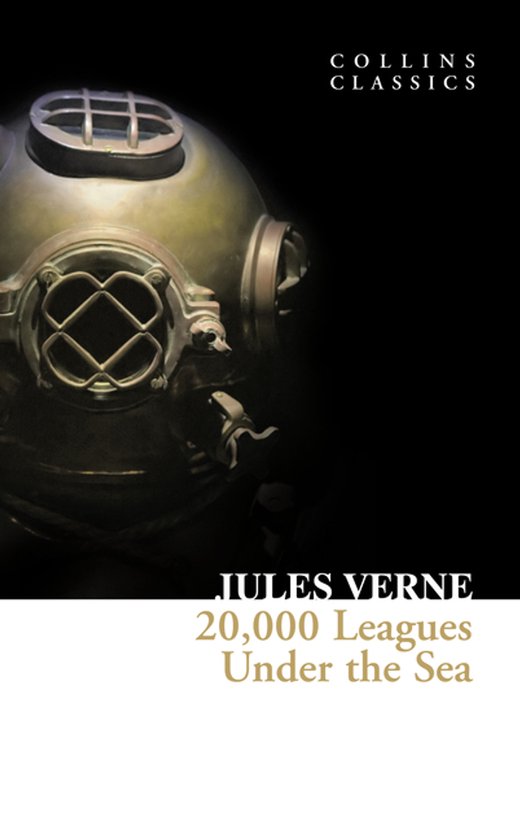 Collins Classics 20.000 mijlen onder zee van Jules Verne, met een antieke duikhelm.
