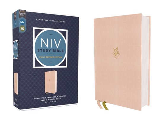 NIV Study Bible, Fully Revised Edition- NIV Study Bible, Fully Revised Edition (Study Deeply. Believe Wholeheartedly.), Cloth over Board, Pink, Red Letter, Comfort Print