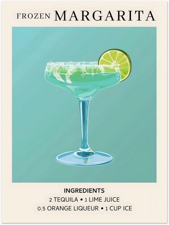 Frozen Margarita cocktail II - Ingrediënten Poster 30x40 cm - exclusief lijst