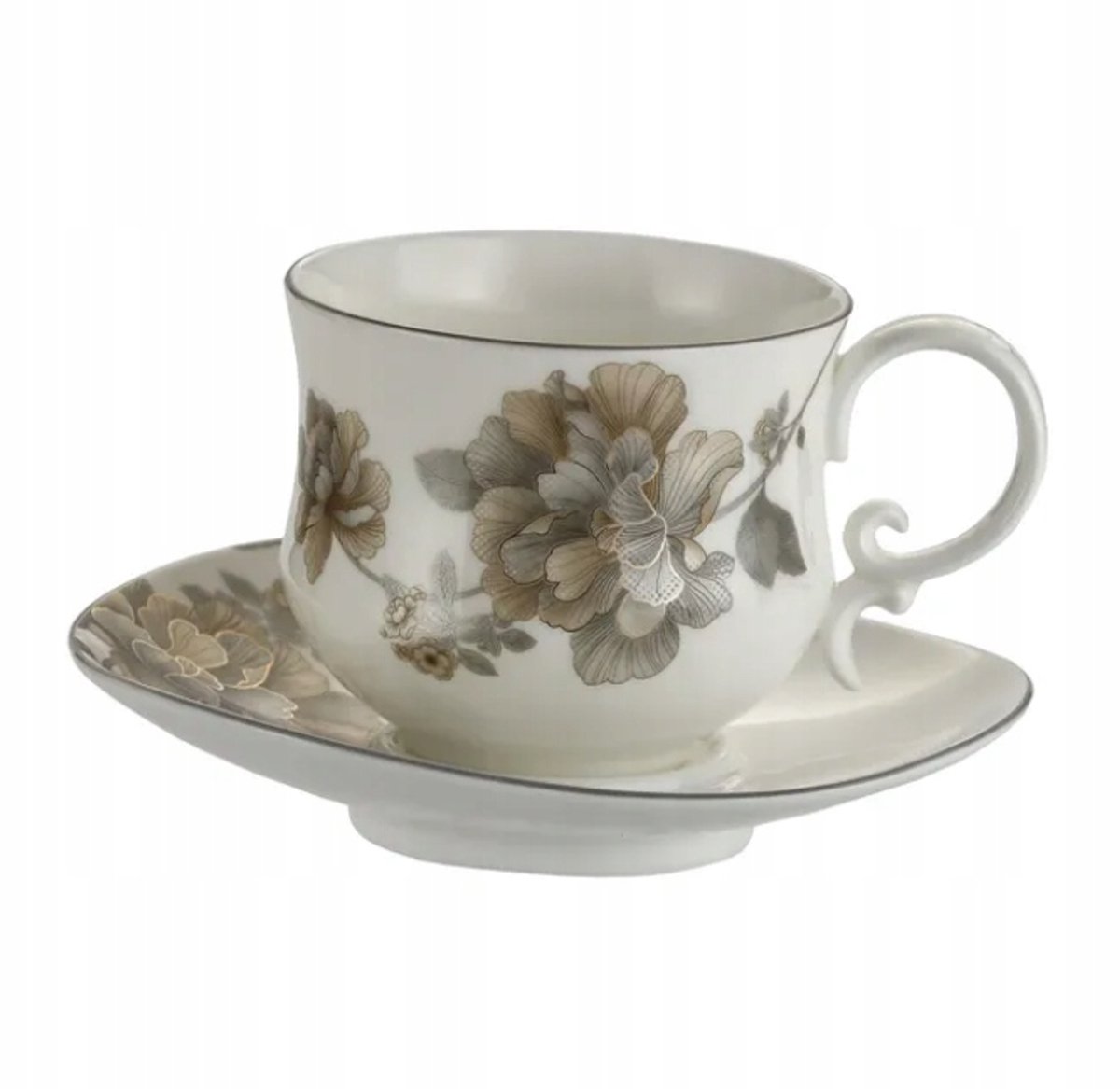 Elegante Porseleinen Kop & Schotel 220ml - Bloemendesign