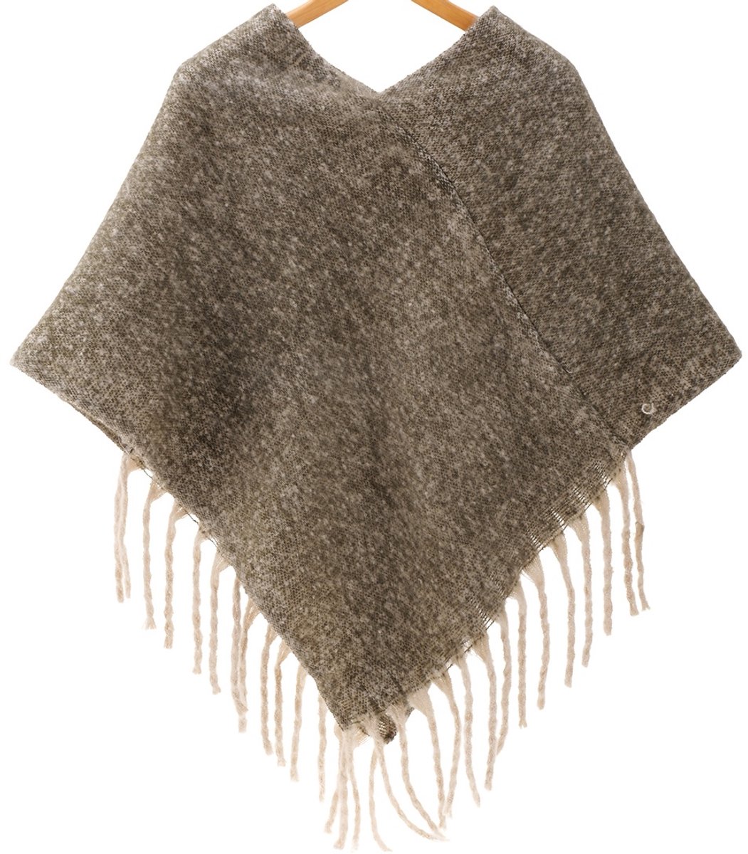 Gebreide winterponcho - groen - dames - modieus accessoire