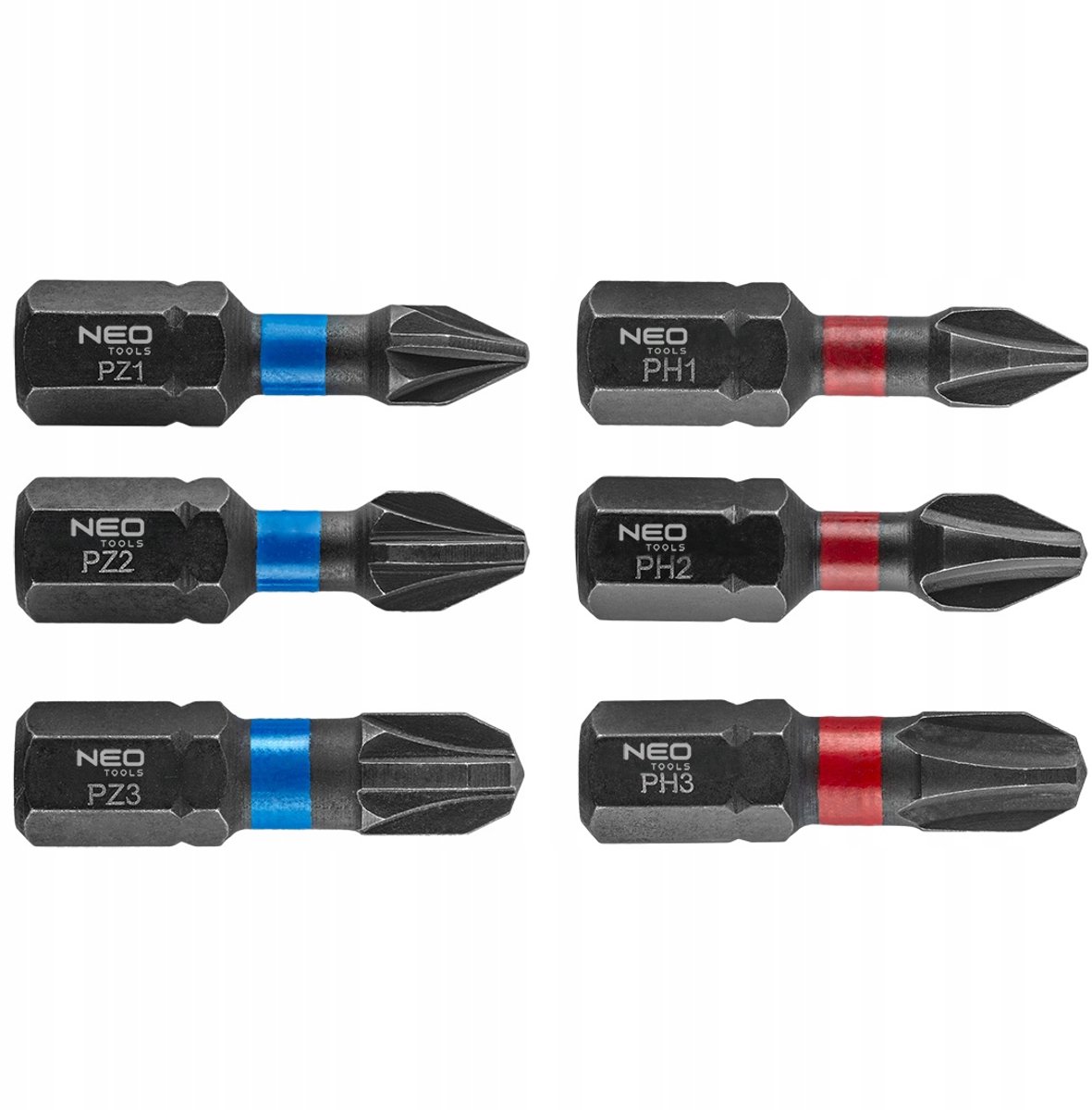 6x Slagbits PH1/2/3 PZ1/2/3 25mm - NEO TOOLS