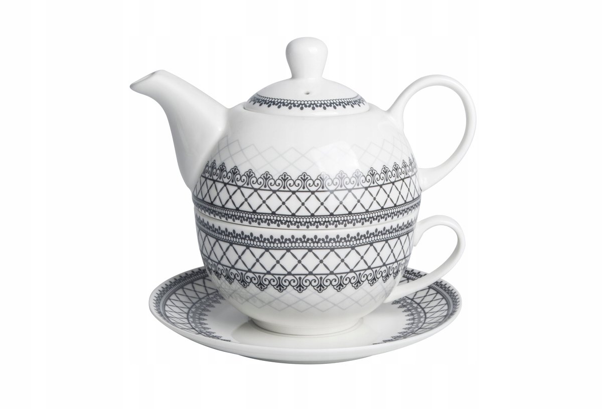 Porseleinen Theeset: Theepot 400ml, Beker 250ml & Schotel Livello
