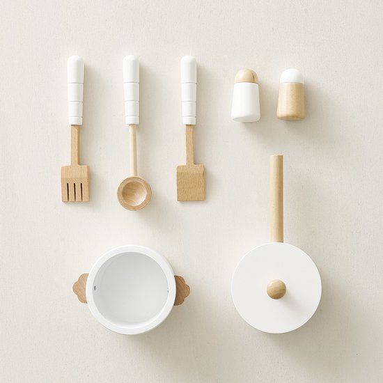 Petite Amélie Speelkeuken Wit - Kinderkeuken incl. 7 Keukenaccessoires - H 83,5 cm