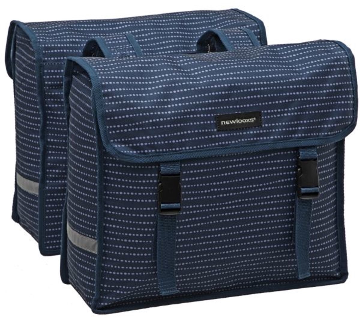 Dubbele fietstas New Looxs Fiori Double Nomi 30 liter 37 x 33 x 12,5 cm (x2) - blauw
