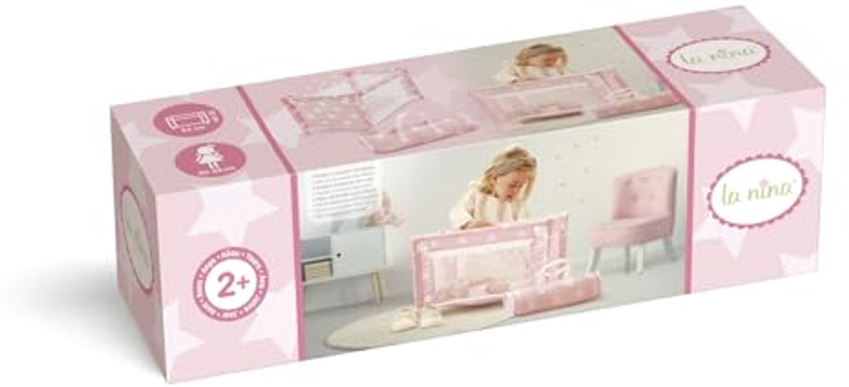 La Nina - Reisbed Carlota (53 x 32 x 32 cm), poppen, roze, 53 x 32 x 32 cm (Diset 60408)