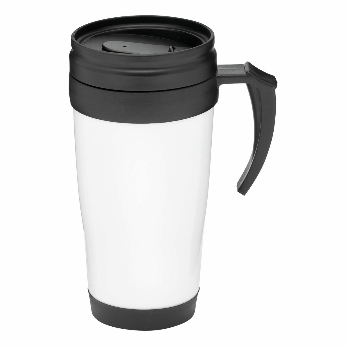 Thermosbeker - wit/zwart - 400 ml - dubbelwandig met schroefdop