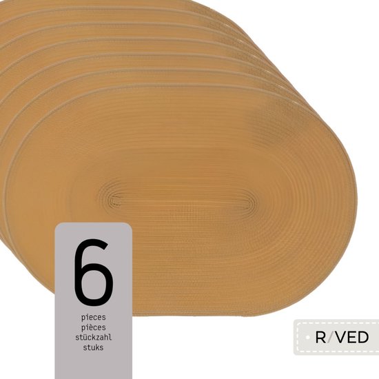 Raved Napperons Selma - Set de 6 pièces - Taffy - Ovale - Plastique - Table à manger - Sous-couche - Hydrofuge