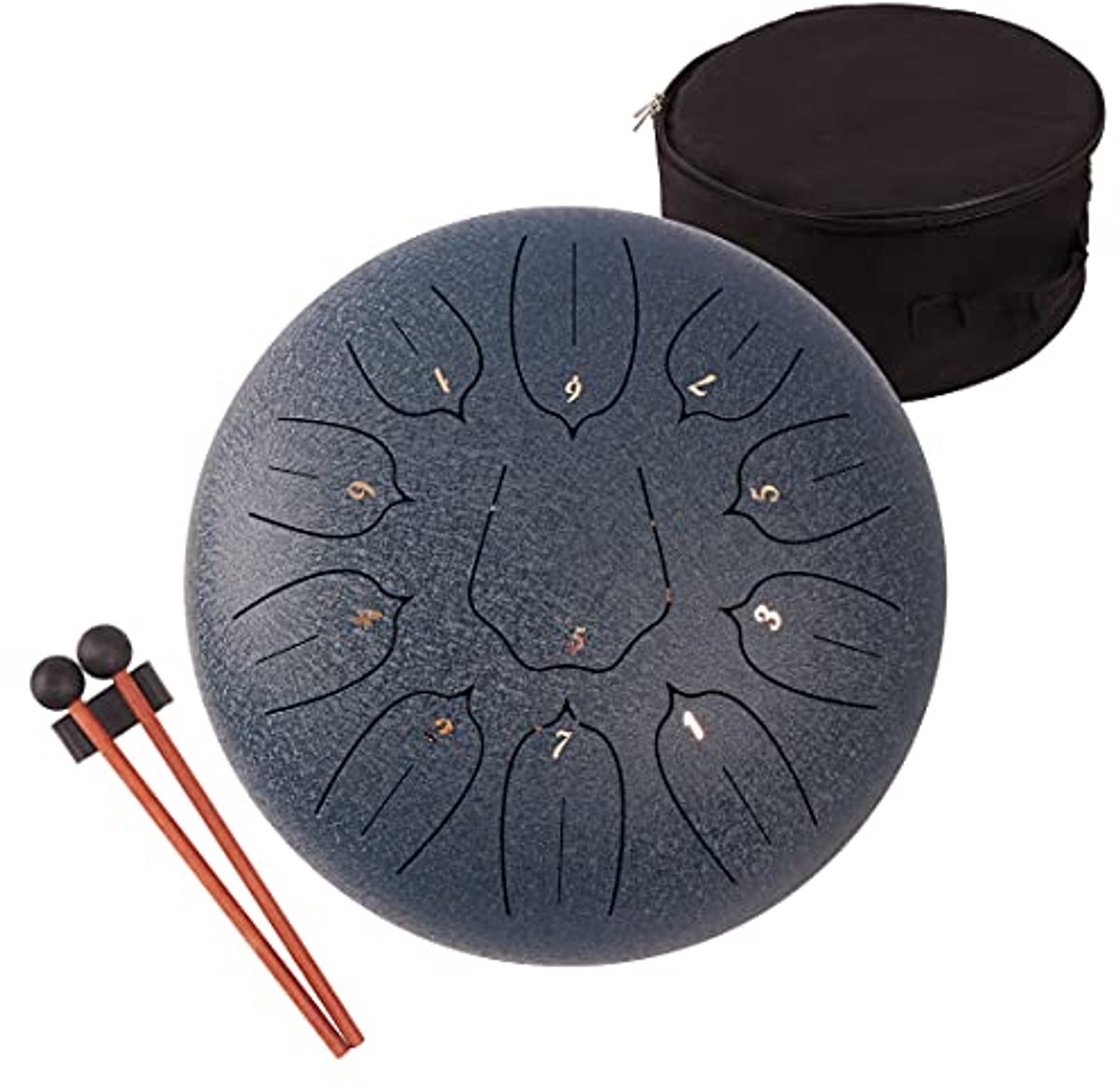 LOMUTY 12 Inches Staal Tong Drum C Sleutel 11 Notes, Percussie-Instrument, Stalen Tongtrommel Hand Pan Drum met Mallets/Trommel Draagtas(Donkerblauw)