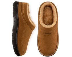 HomeTop Heren microsuède clog pantoffels met fuzzy-voering