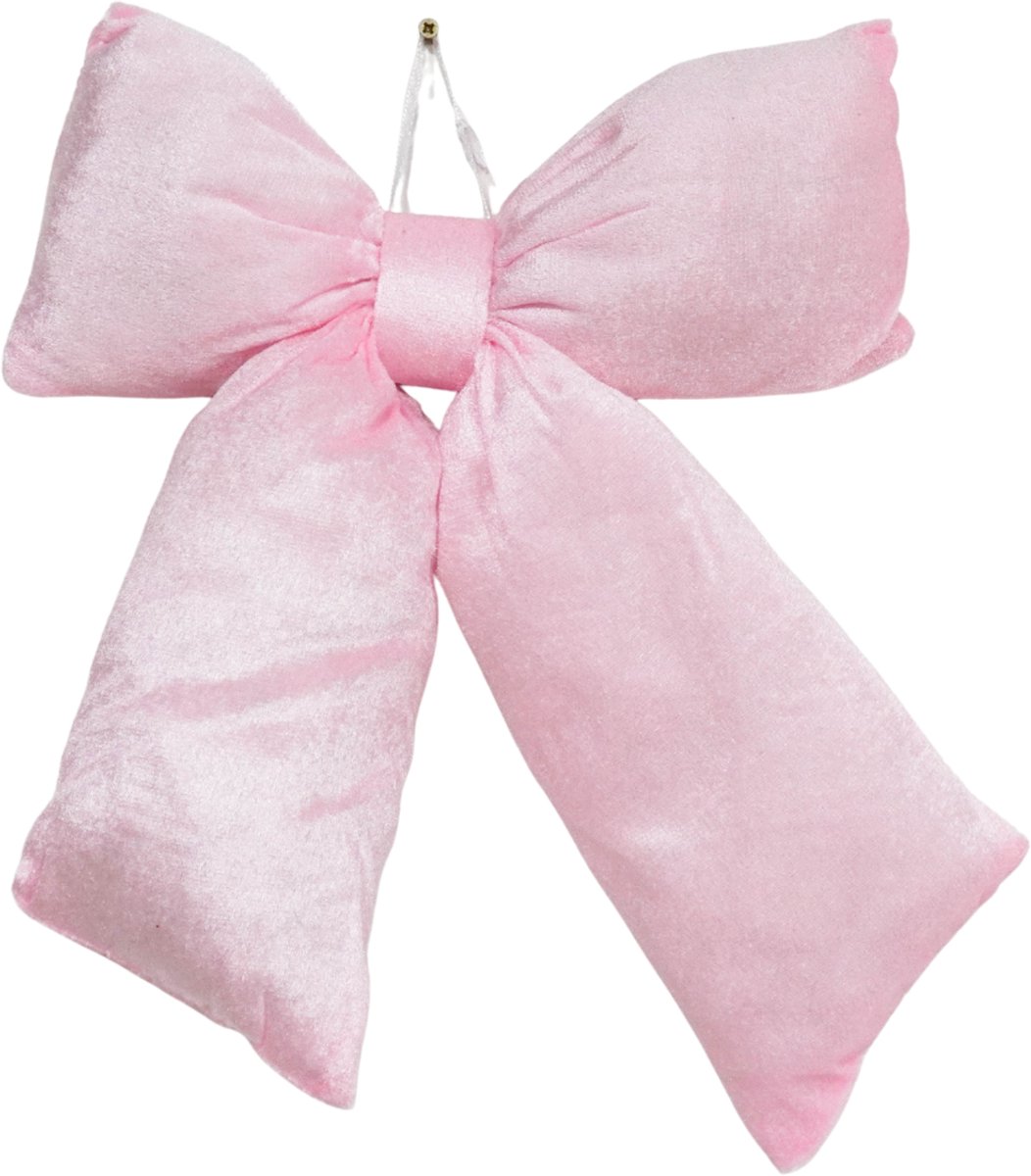 Housevitamin - Kerst Decoratie - Strik - Licht Roze - Fluweelachtig - 32x40cm