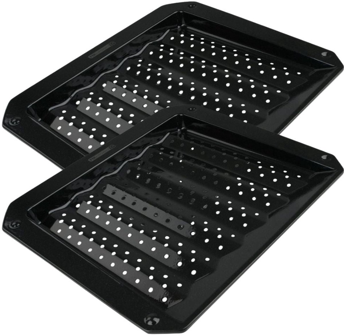 Set van 2 gegolfde en geperforeerde platen voor oven en barbecue van plaatstaal 38 x 33 cm FM Professional Barbecue