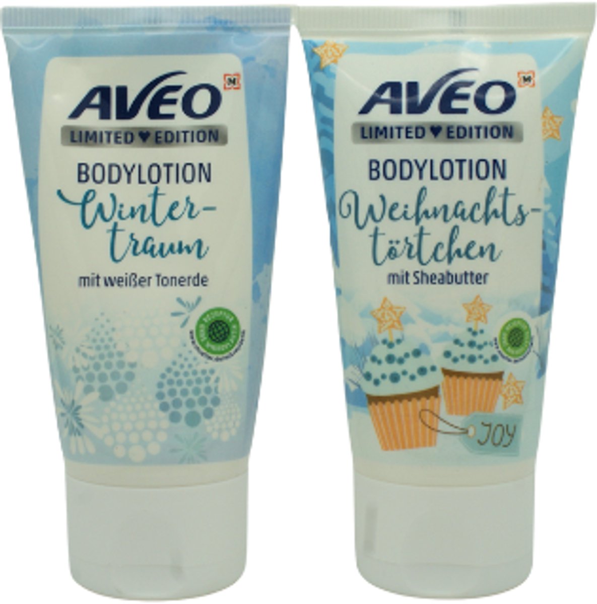 Kerst Mini Bodylotion Duo Set - Limited Edition Kerst/Winter AVEO | Wintertraum & Weihnachtstörtchen | Mini Bodylotion 2x50ml - Kerstgeur - Hydraterend & Verzorgend