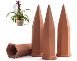 Zelfbewaterende plantenstokken voor binnen- en buitenplanten - Terracotta plantenbewateringsstokken voor gerecyclede wijnflessen om planten water te geven thuis of op vakantie - Automatisch irrigatiesysteem voor planten - 4 stuks