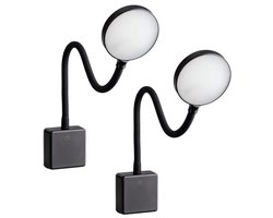 SEBSON® 2x LED Socket Lamp Dimmable Black, Wall Lamp with Plug 4W, Goose Neck Flexible Neutral White 4000K - Reading Light, Night Light