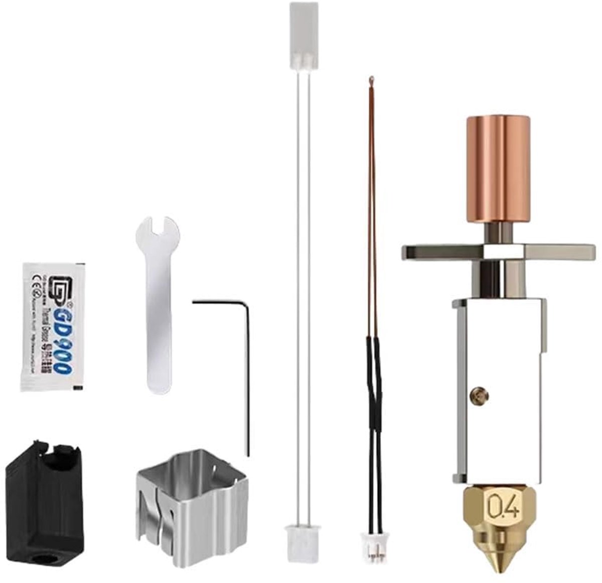 3D printer reserveonderdelen - 3D Printer Nozzles - Keramische Hotend Kit, Tot 300掳C, Vervangende Printkop met Lage Wrijving Messing Nozzle, Geschikt voor diverse 3D Printers