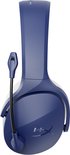 Close-up van de blauwe HyperX gaming headset, zijaanzicht.