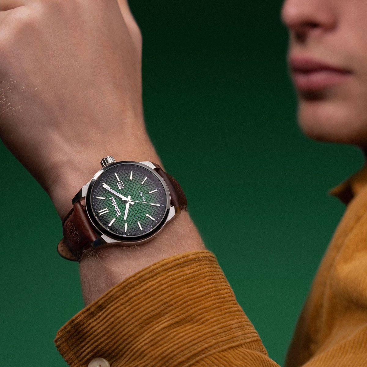 Datum horloge Henniker II Green - Brown