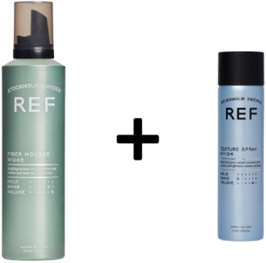 REF Stockholm - Fiber Mousse Texture & Volume Duo Set - Fiber Mousse 250ml + Texture Spray 75ml - Voor ideale textuur en volume voor elke haarstijl - Geschikt voor alle haartypen en perfect voor krullen