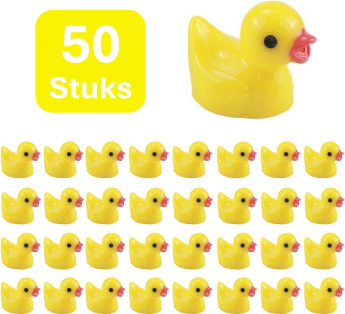 Pradeo - Miniatuur Eendjes - 50 Stuks - Mini - Beeldjes - Hars - Geel - Eendjes - Eenden - Social Media / Instagram / TikTok Trend - Decoratie - Landschap - DIY