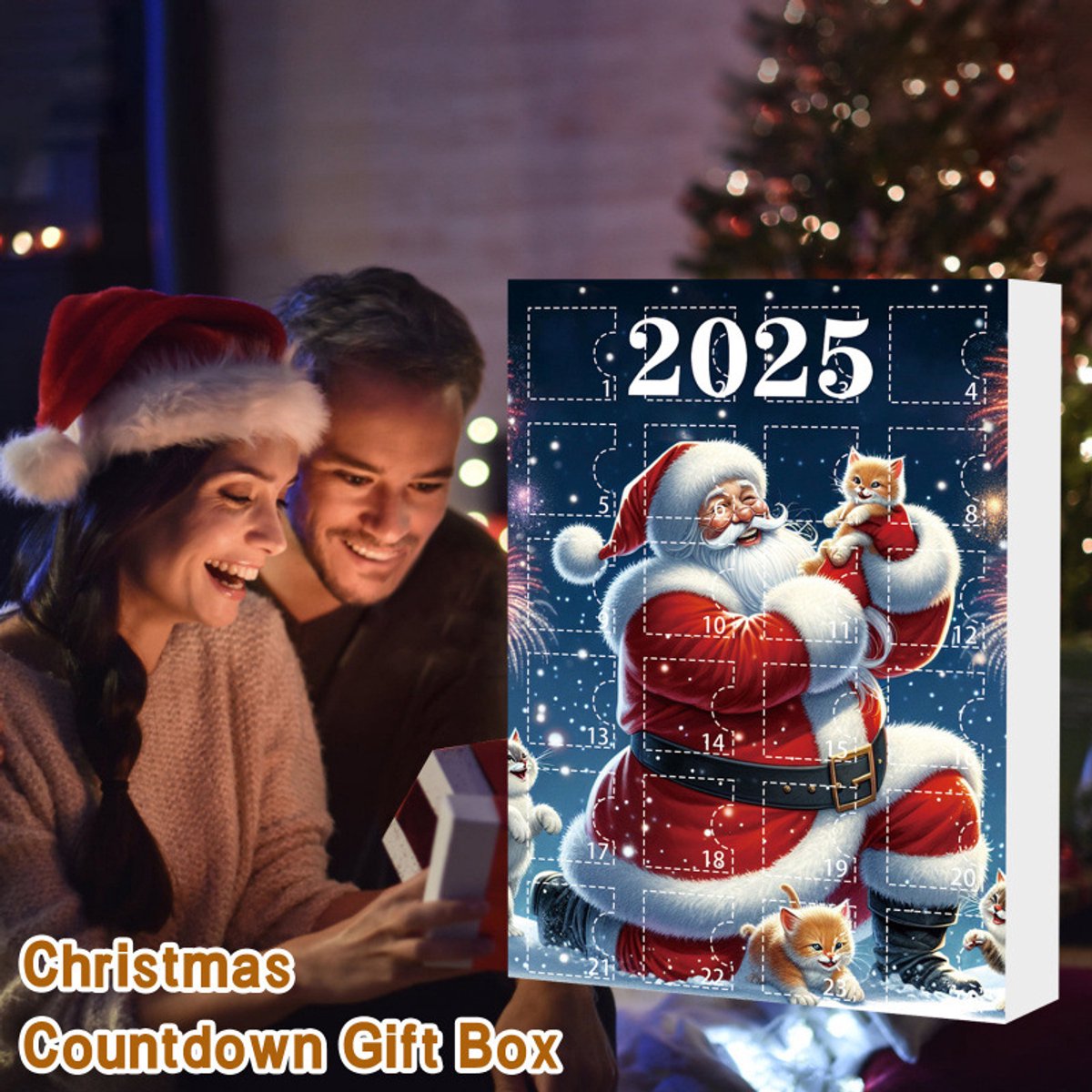 Kerstboom acryl decoratie kat hanger in Countdown Kalender voor Kerstmis blind box, stijl 1.