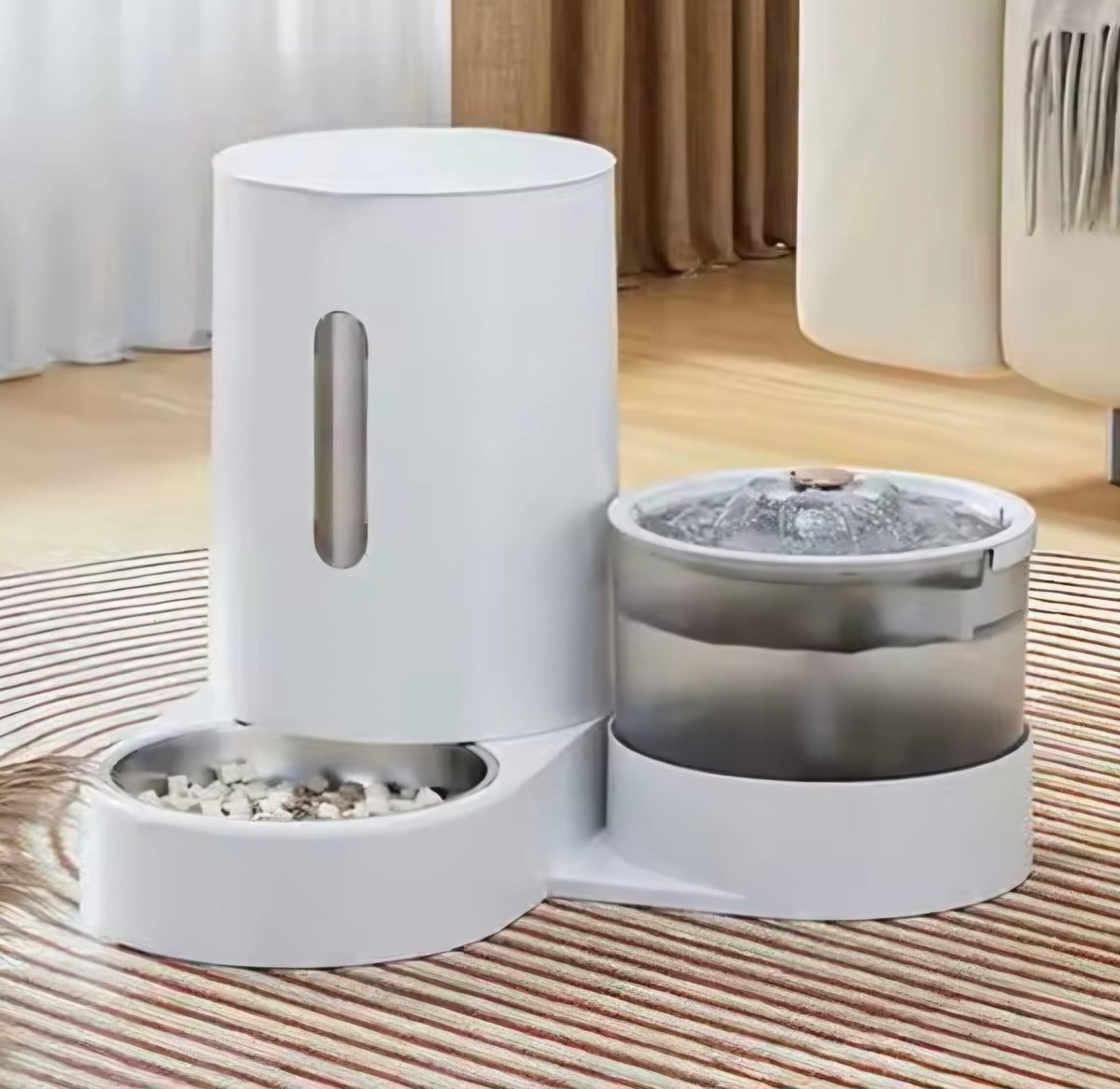 2-in-1 Drinkfontein met Voerbak 360°