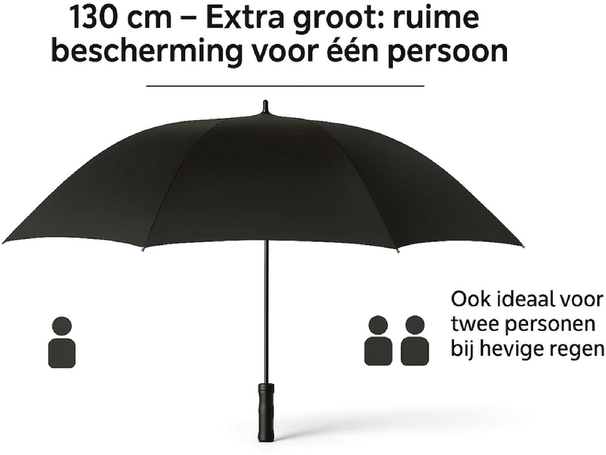 Falcone - Storm Paraplu - Ø 130 cm - Golfparaplu - Windproof - Zwart — cadeau in Cadeau-ideeën - foto 7
