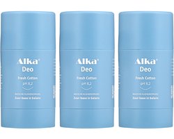 Alka® Deo Fresh Cotton - 3 x 30 ml - Basische Deo pH 8,2 - Vegan & Natuurlijke en Gezonde Deodorant - 0% Aluminium - Deodorant Stick - Unisex
