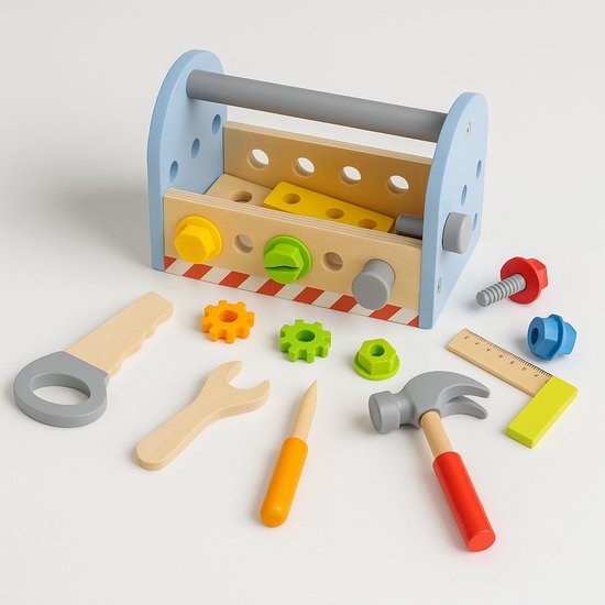 Maxx Kidz Houten Speelgoed Gereedschap voor Kinderen – Gereedschapset Inclusief Koffer en Accessoires – Educatief Speelgoed voor Kind - 3+