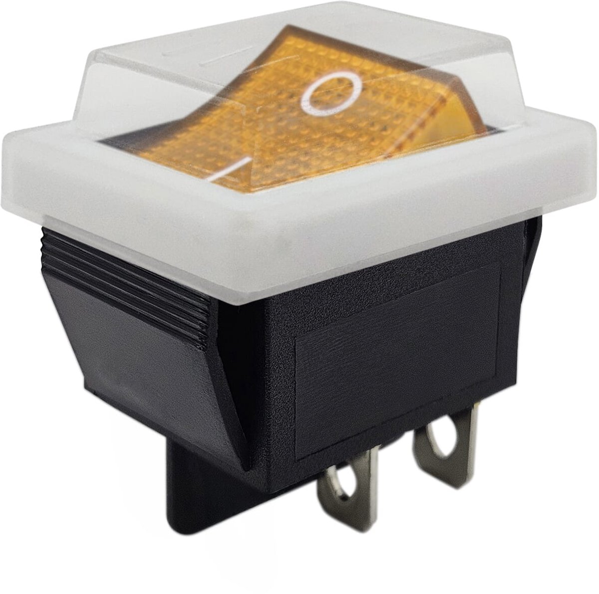 ProRide Wipschakelaar ON-OFF KCD4-202 - met Wit Beschermkapje - 2 Polig - 250V/16A - 30x22mm - Oranje zonder controlelampje