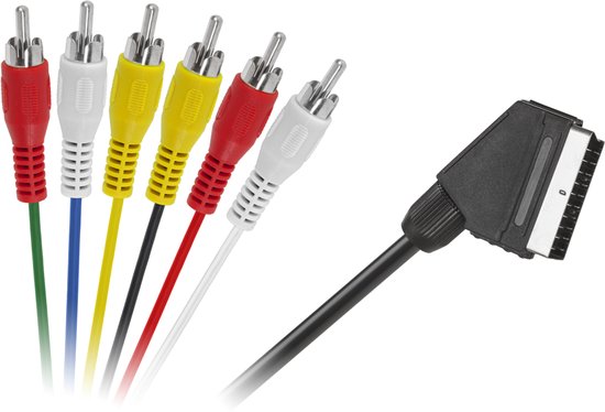 MAG Kabel - DINIC SCART to 3x RCA cable 2m with IN/OUT