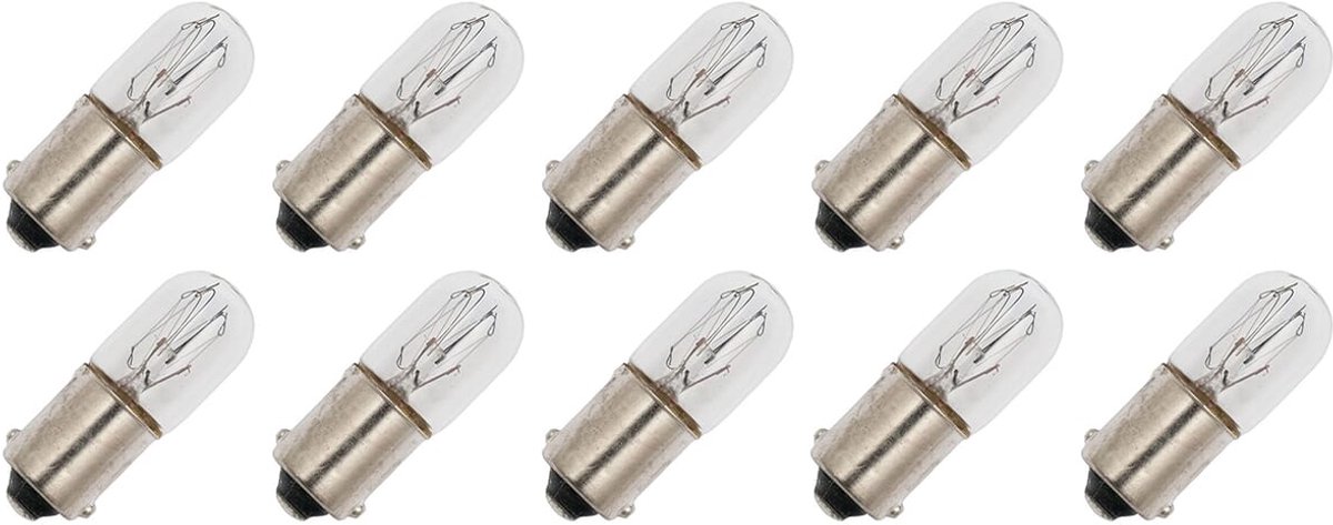 Miniatuur Signaallamp Ba9s 240V 4W - 16 mAh - 10 stuks - T10 Gloeilamp Ø10mm - 28mm - 2500K - Dimbaar