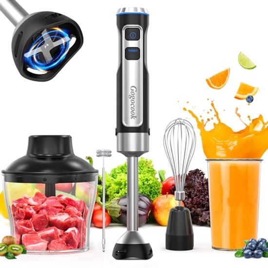 5-in-1 Staafmixer met 1000 W en 21 Snelheden voor Koken en Bakken