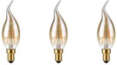 Lampe LED SPL E14 2W Dimmable - CRI 93 - Or - Wit Extra Chaud - 2200K - Bougie à Filament LED Flamme C35 - Remplace 15W - 3 Pièces